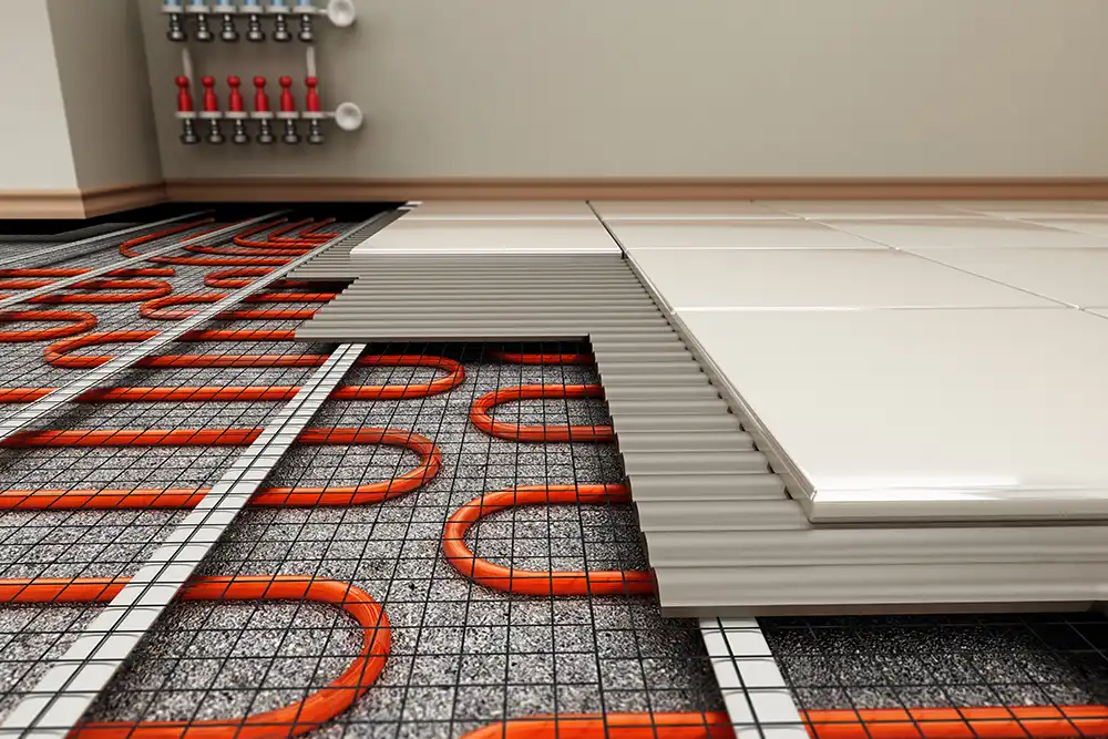 Konstruktionsdetail eines Fußbodenheizungssystems